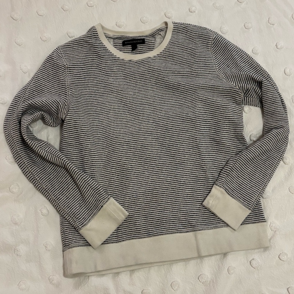 Banana Republic Black and White Striped Sweatshirt | 100% Cotton